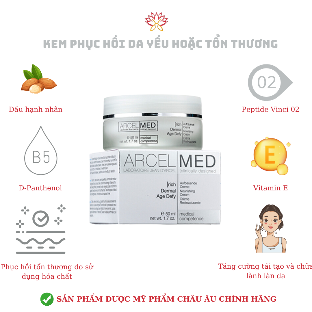 Kem phục hồi da yếu hoặc tổn thương (da nhiễm corticoid) Jean D'arcel
