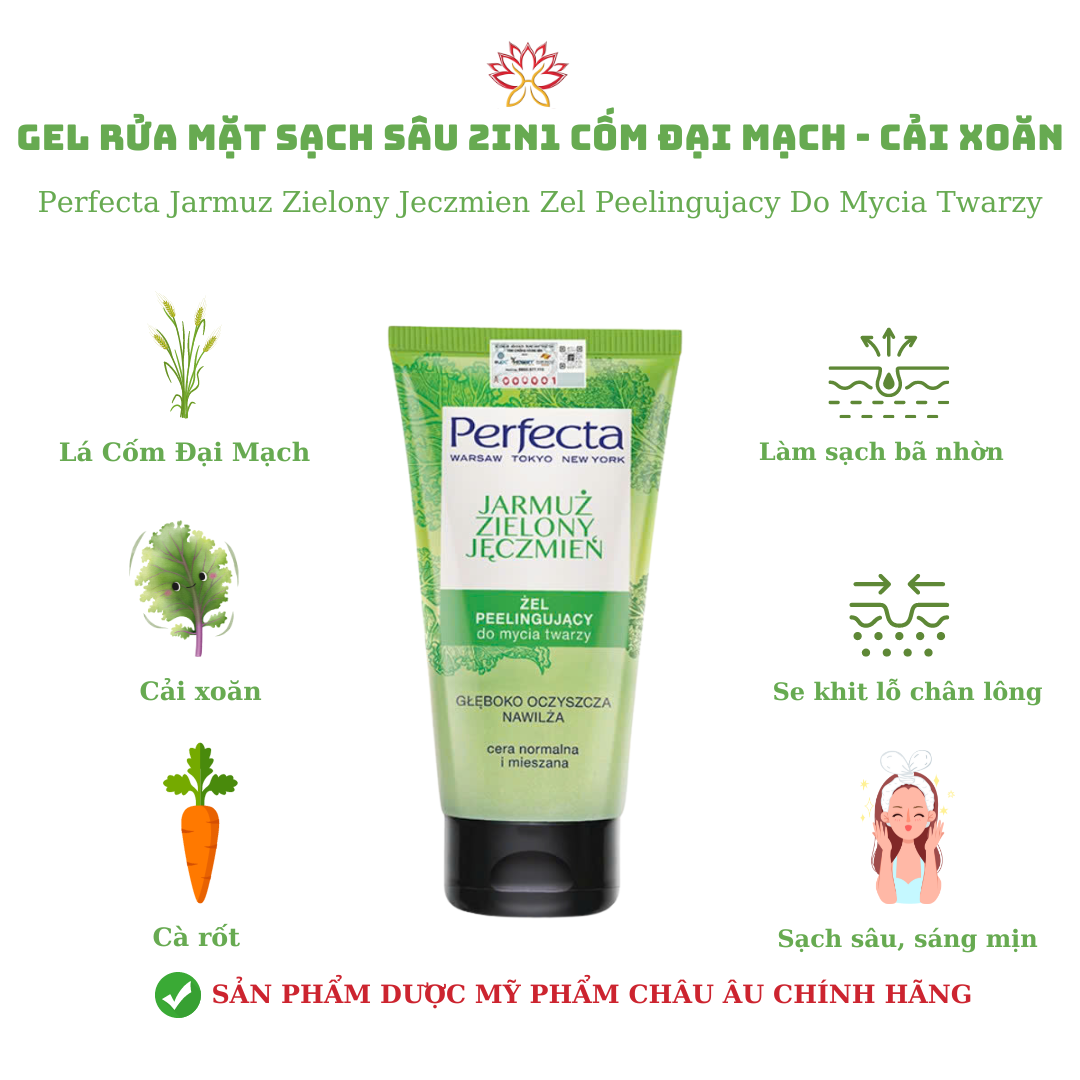 Gel rửa mặt sạch sâu 2in1 cốm đại mạch- cải xoăn