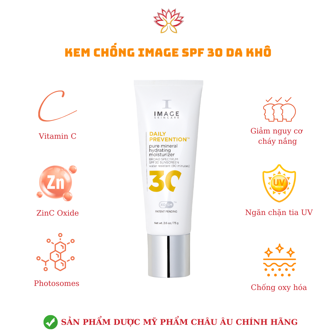 Kem Chống Nắng Cho Da Khô Image Skincare Daily Prevention Pure Mineral Hydrating Moisturizer SPF30 (73gr) mới