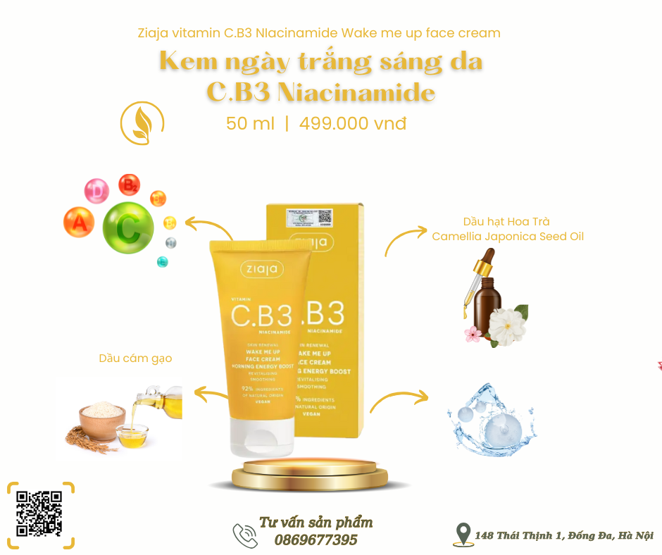 Kem Ngày trắng sáng da C.B3 Niacinamide