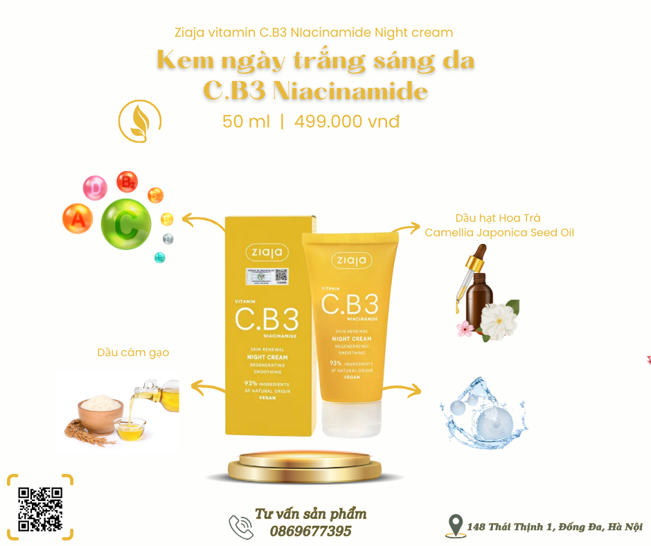 Kem Đêm trắng sáng da C.B3 Niacinamide