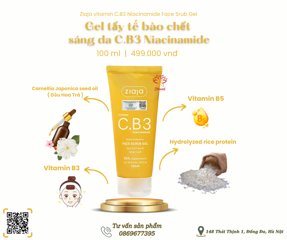 Gel tẩy tế bào chểt sáng da C.B3 Niacinamid